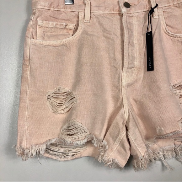J. Brand High Rise Distressed Pink Jean Shorts - Picture 2 of 8